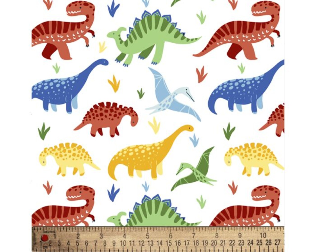 Dinosaurs Kids Colors Poly Cotton Fabric | By the Yard | Sewing and Crafting | 44 inches wide